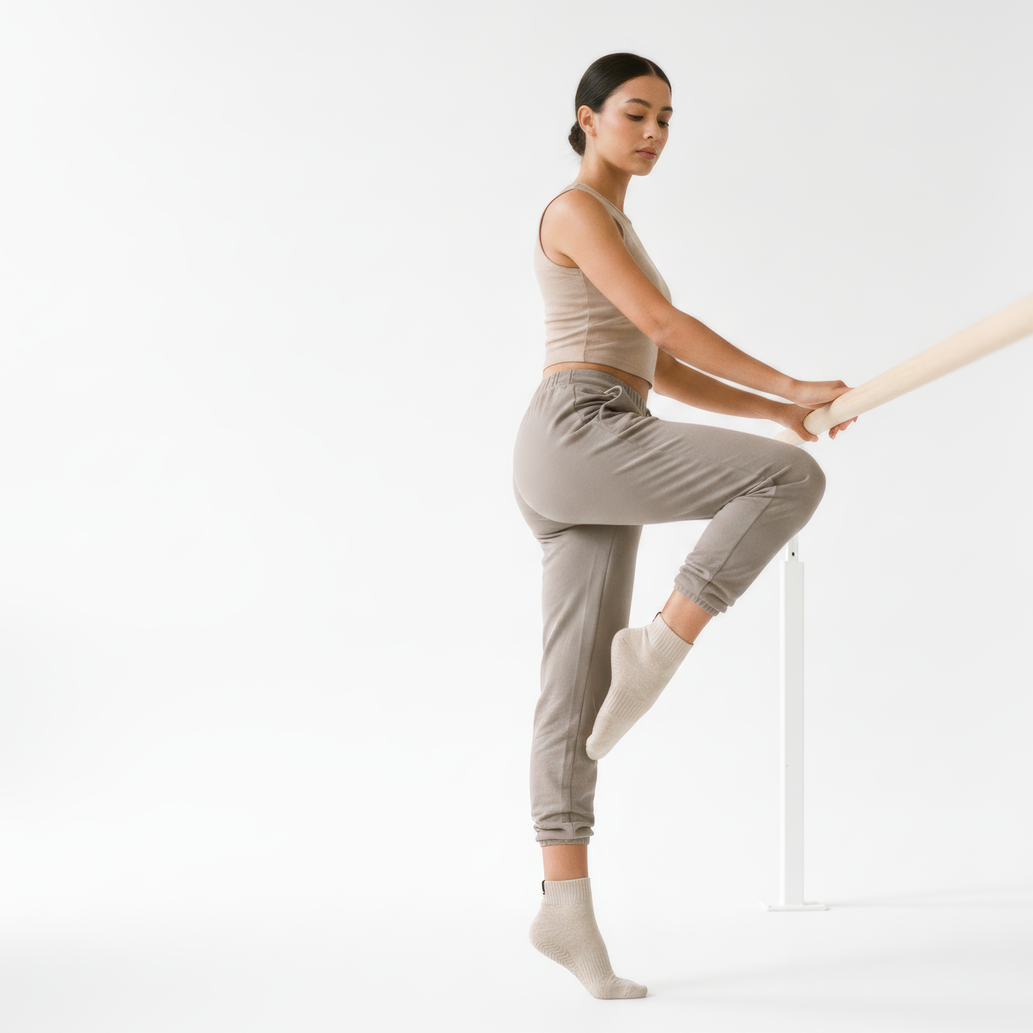 Side plank at the pool — Stillsole grip socks off the studio floor